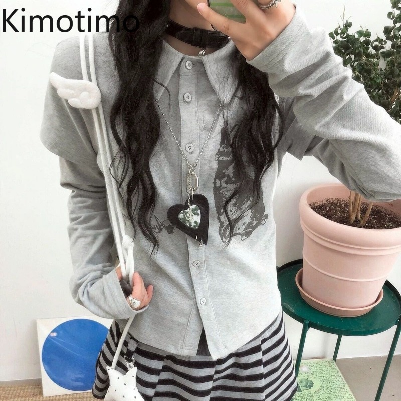 Vintage Women Fashion - Kimotimo Y2k Vintage Tavşan Baskılı Uzun