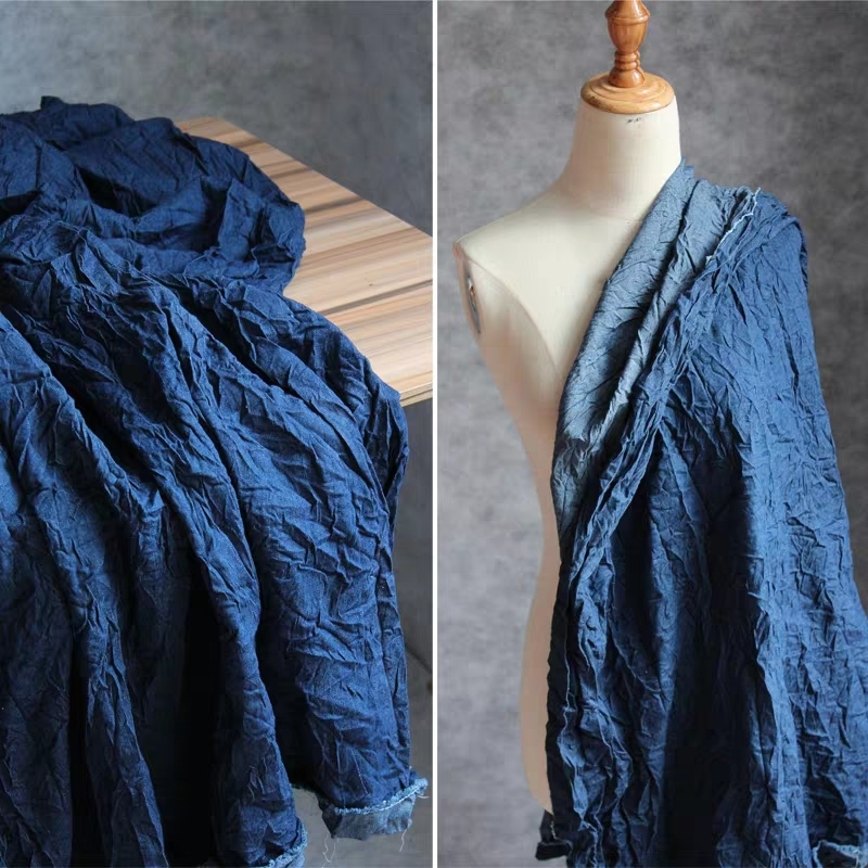 Patchwork Jean Jacket - Mavi Pileli Denim Pamuklu Kumaş Mikro