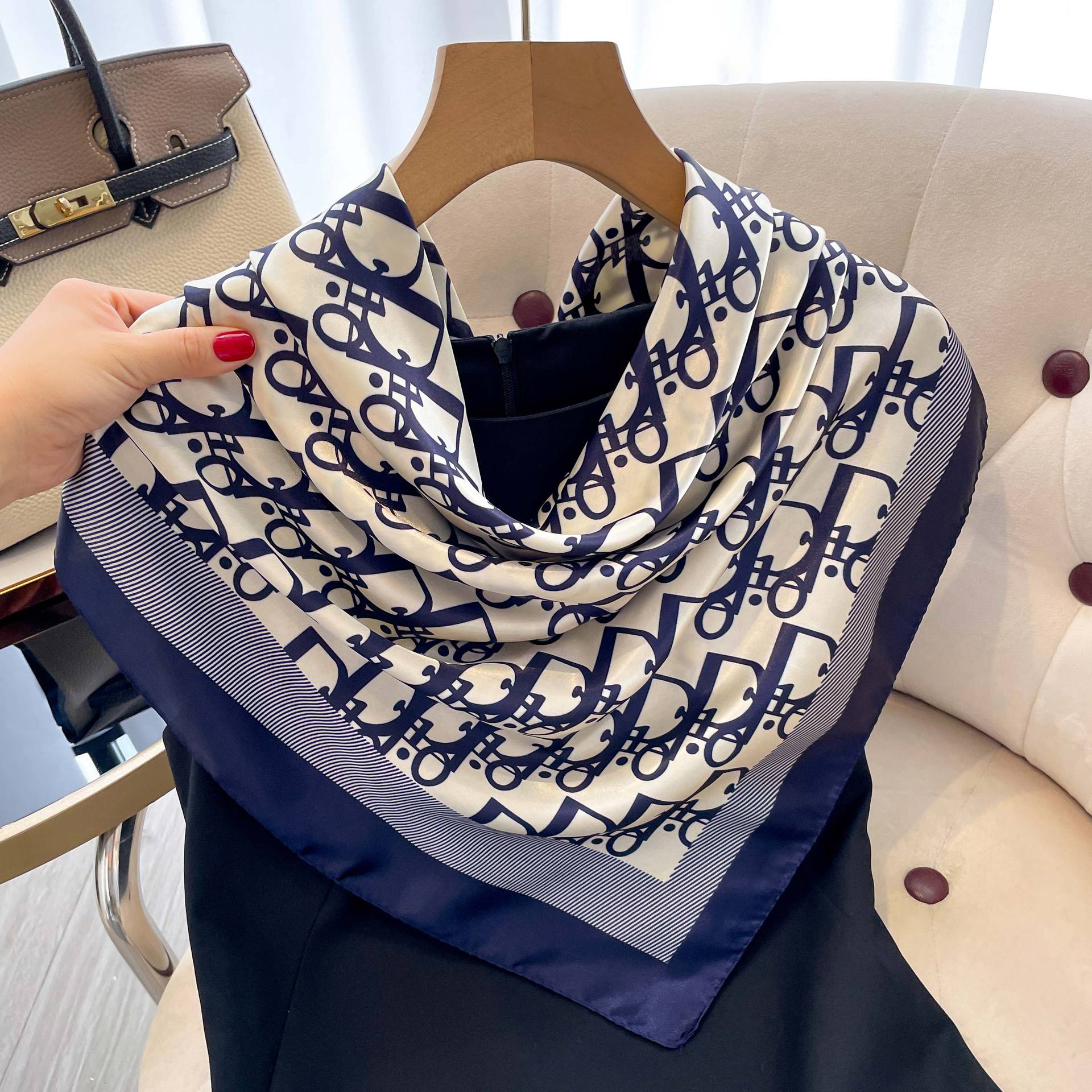 Vintage Fashion Hijab - 1 adet 90cm bayan ipek eşarp