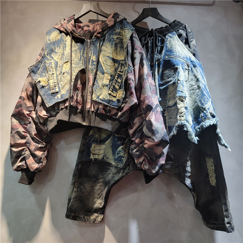 WTHT Trendy Kadın Kamuflaj Des - Patchwork Jean Jacket incelemesi ve fiyatı