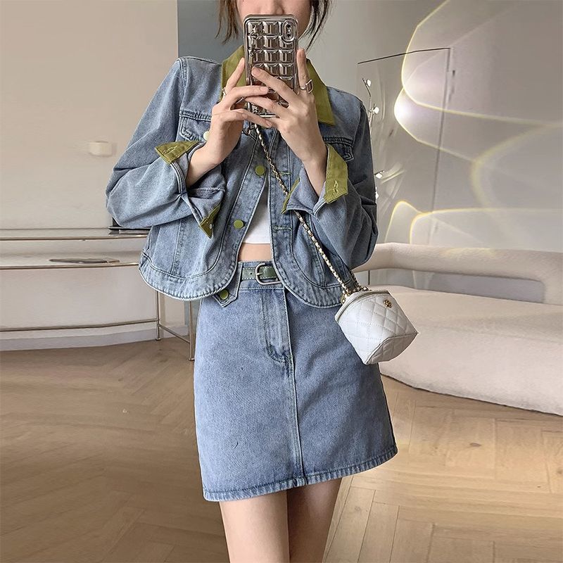 Denim Mont Mini Etek Iki Parça - Patchwork Jean Jacket incelemesi ve fiyatı