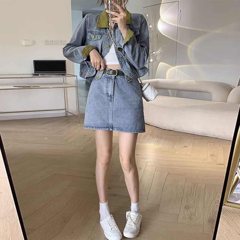 Denim Mont Mini Etek Iki Parça - Patchwork Jean Jacket incelemesi ve fiyatı