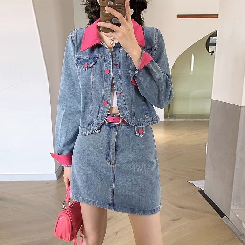 Denim Mont Mini Etek Iki Parça - Patchwork Jean Jacket incelemesi ve fiyatı