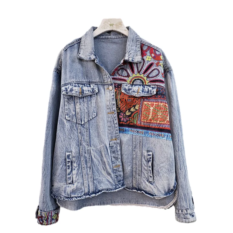 Bohemia Nakış Ekleme Büyük Cep - Patchwork Jean Jacket incelemesi ve fiyatı