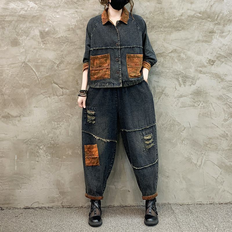 Sonbahar Kış Kadın Retro Kovbo - Patchwork Jean Jacket incelemesi ve fiyatı