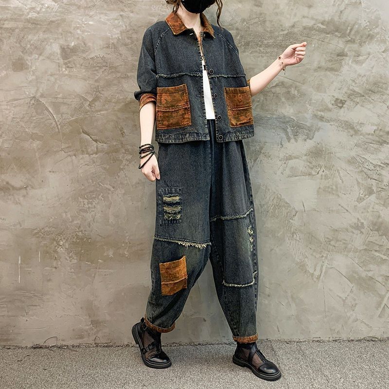 Sonbahar Kış Kadın Retro Kovbo - Patchwork Jean Jacket incelemesi ve fiyatı